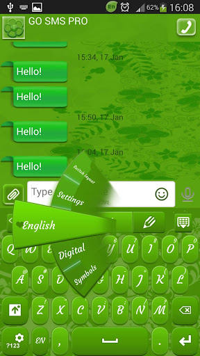 GO SMS 프로 녹색 꽃
