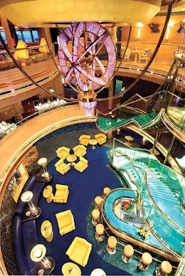 Holland America Line's Noordam displays a sophisticated chandelier in its Atrium hall.