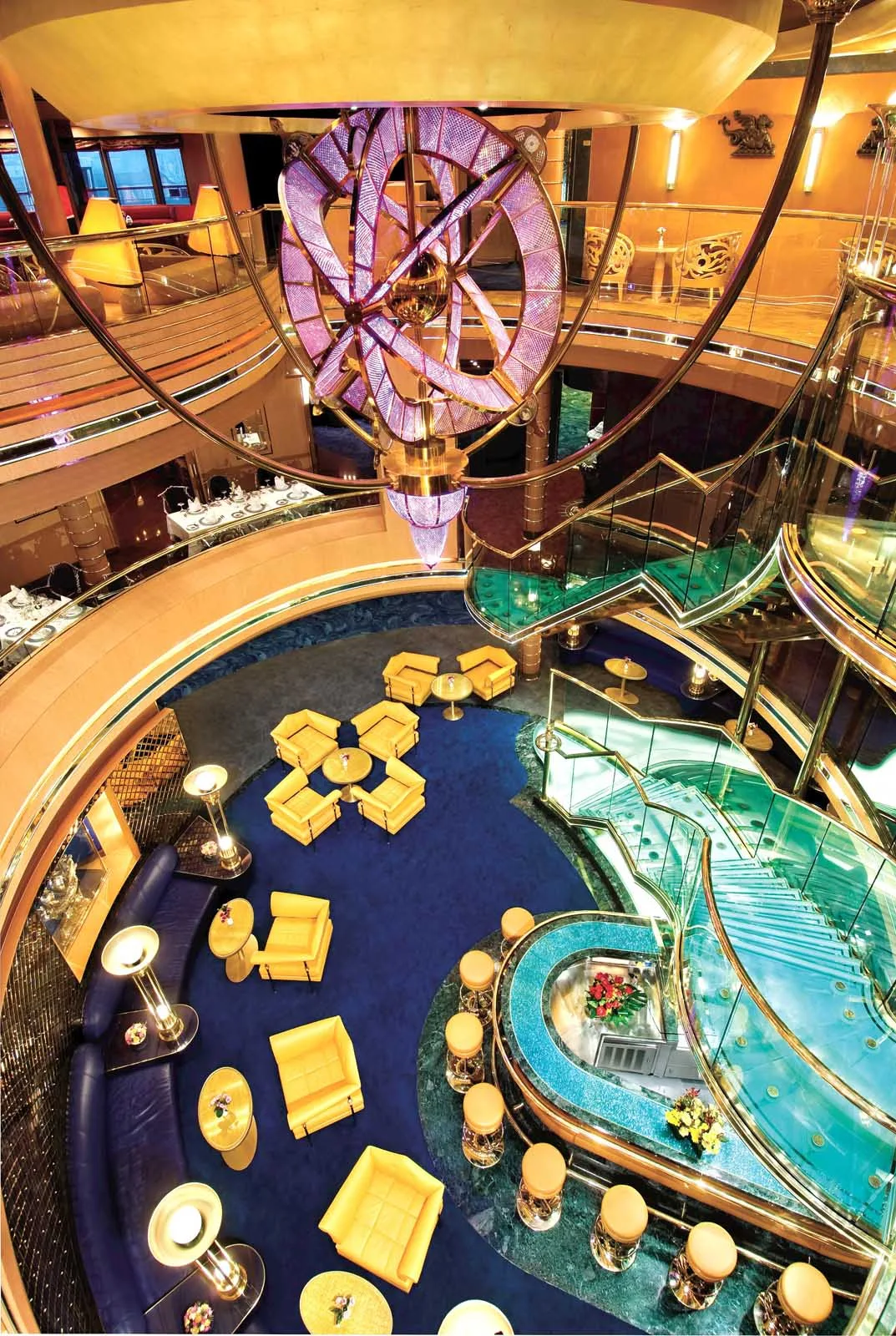 Holland-America-Noordam-Atrium - Holland America Line's Noordam displays a sophisticated chandelier in its Atrium hall.