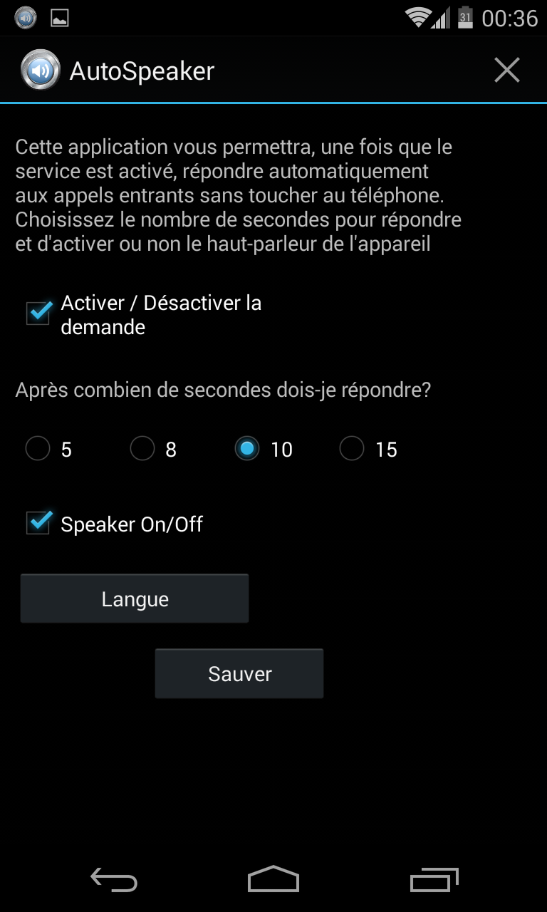 Android application Autospeaker Handsfree screenshort