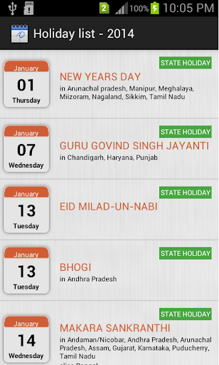 【免費工具App】HOLIDAYS LIST, INDIA-APP點子