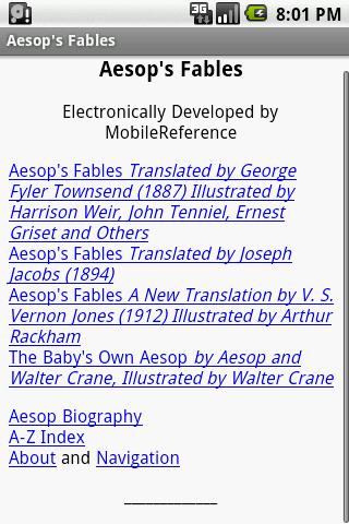 Android application Aesops Fables screenshort