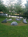 Small Stone Sculptures At Skien Hospital
