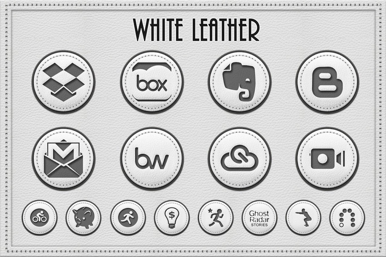 White Leather Icon Pack Theme - screenshot
