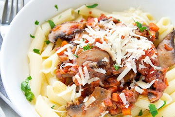 Quinoa Pasta With Tomato Mushroom Sauce