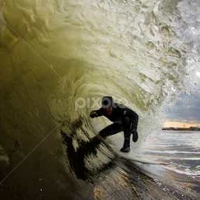 Stormy Tube Time by Dave Nilsen - Sports & Fitness Surfing