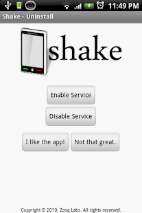 Shake - Uninstall - screenshot thumbnail