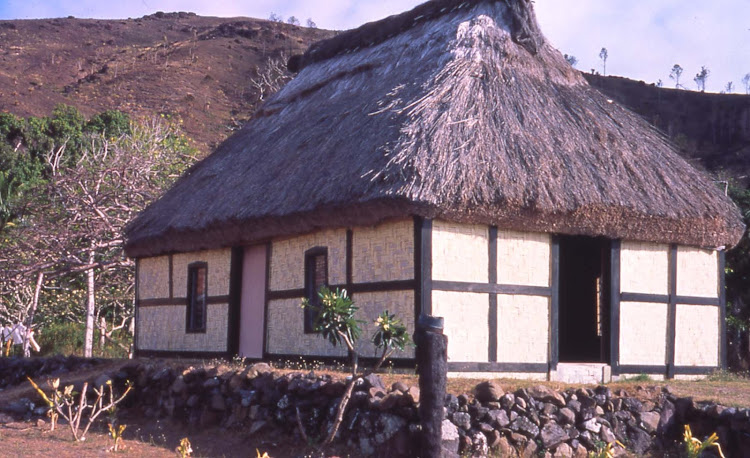 The village chief's bure, a traditional thatched-roof dwelling, in Malakati, a village of 180 in the Yasawa Islands of Fiji.