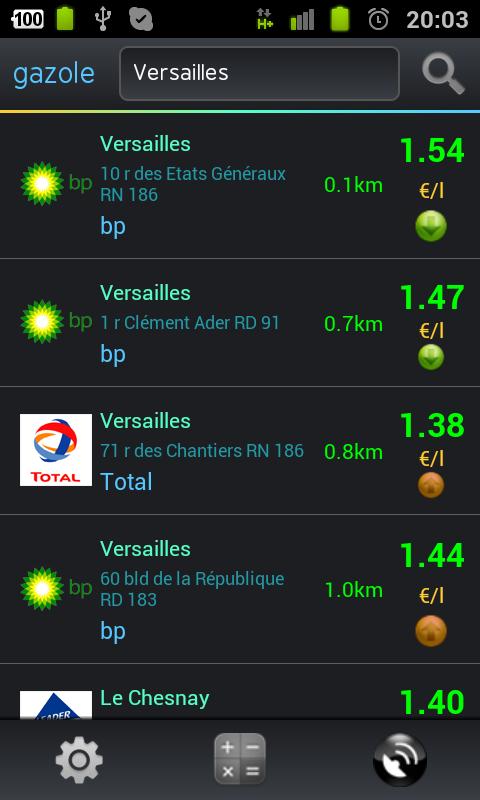 Android application Prix Carburant screenshort
