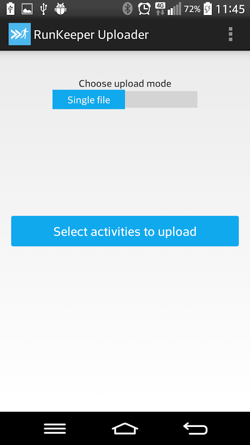 Android application RunKeeper Uploader screenshort