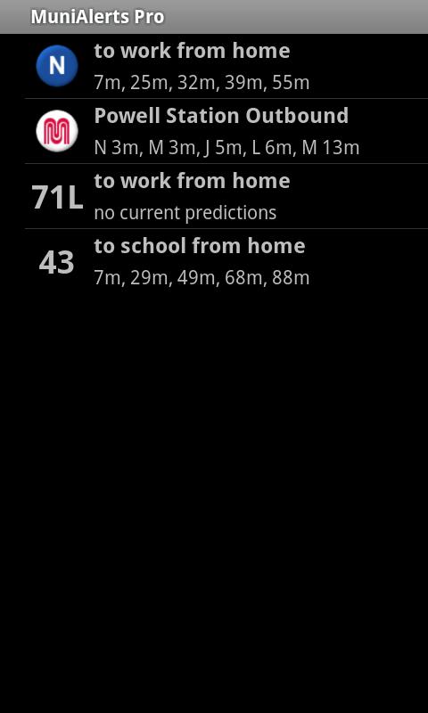 Muni Alerts Pro Screen 2