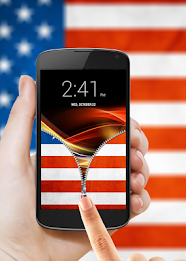 US Flag Zipper Lock Screen poster 16