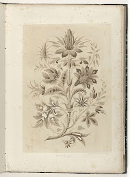 Tak met gestileerde bladeren en bloemen