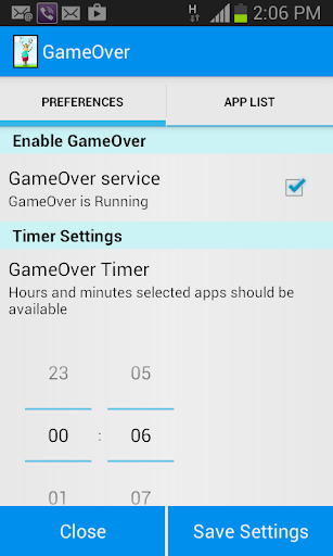 GameOver - Screen time control