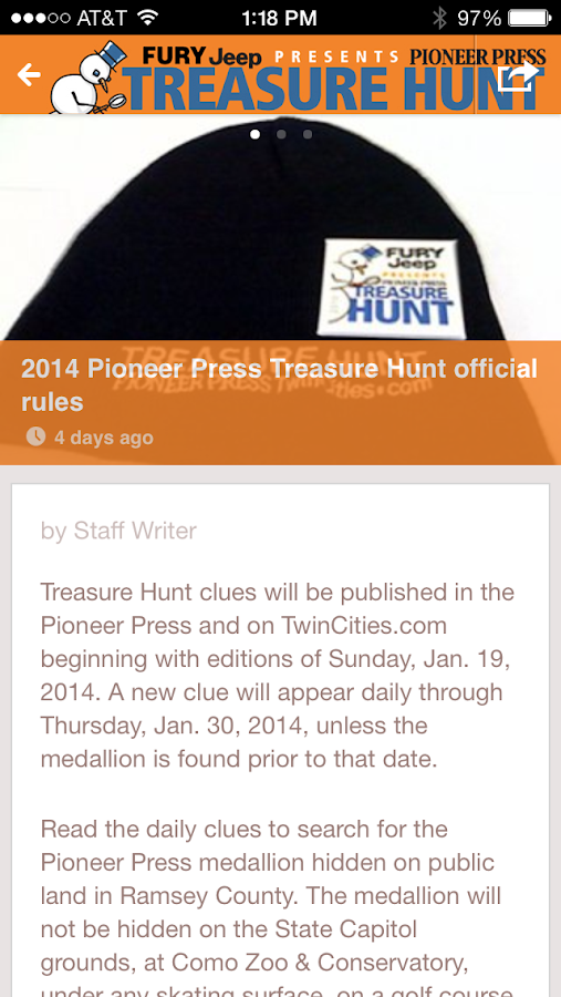 Pioneer Press Treasure Hunt Android Apps on Google Play