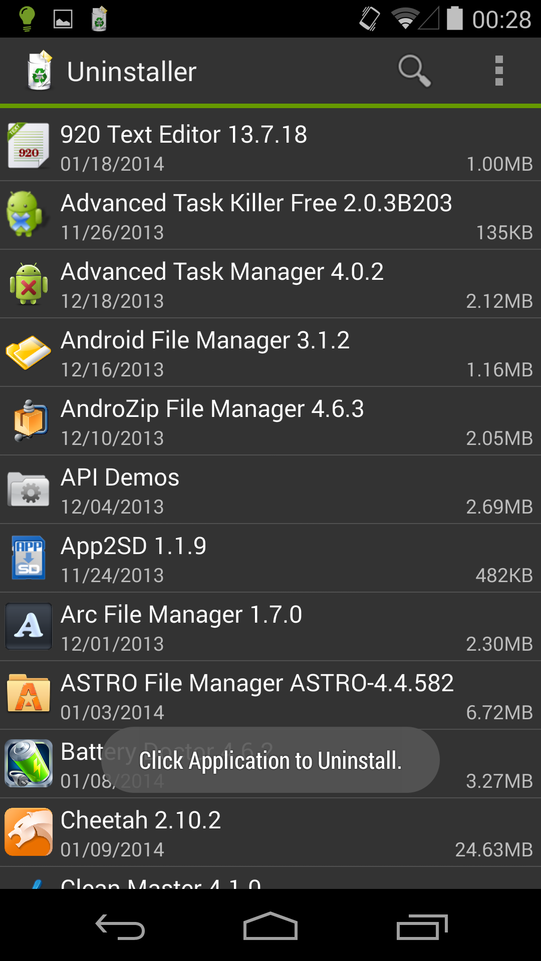 Android application Uninstaller screenshort
