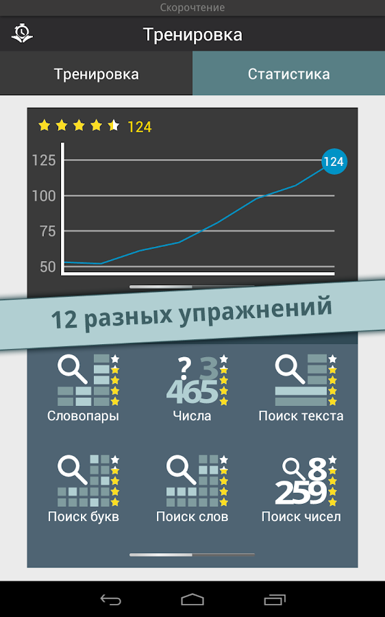 Приложение Скорочтение на Андроид
