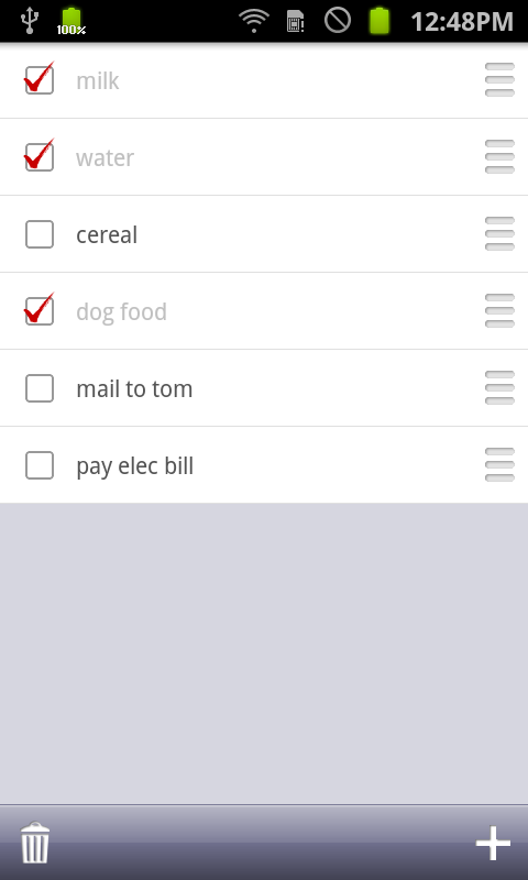 Android application Simplest Checklist(check list) screenshort