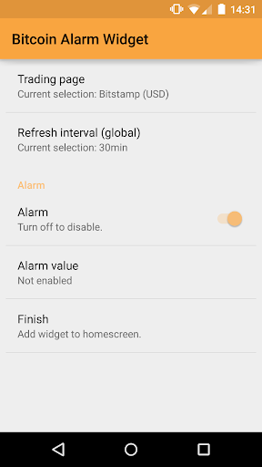 Bitcoin Alarm Widget