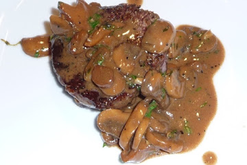 Succulent Ribeye Steak with Mushroom Marsala Sauce 
