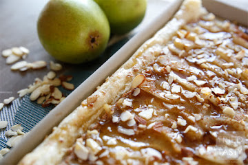 Honey Almond Poached Pear Tart