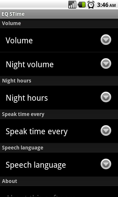 Speaking Clock - EQ STime Screen 1