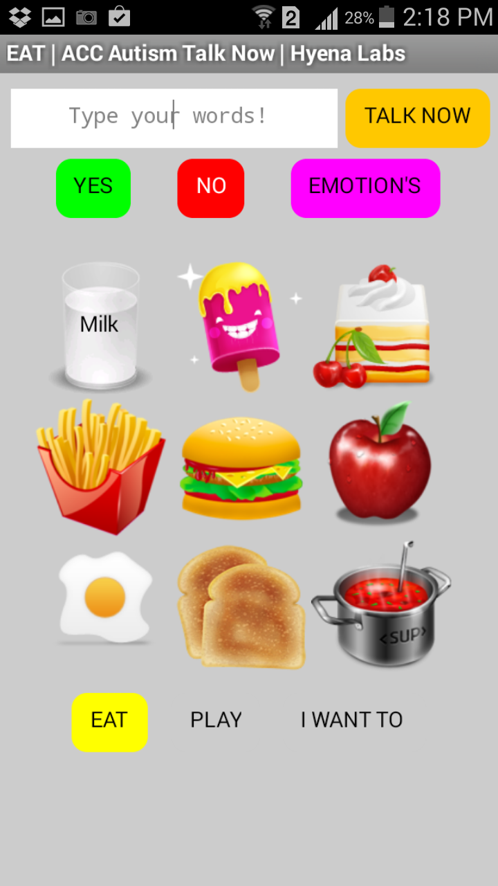 AAC Autism Talk Now Screen 1