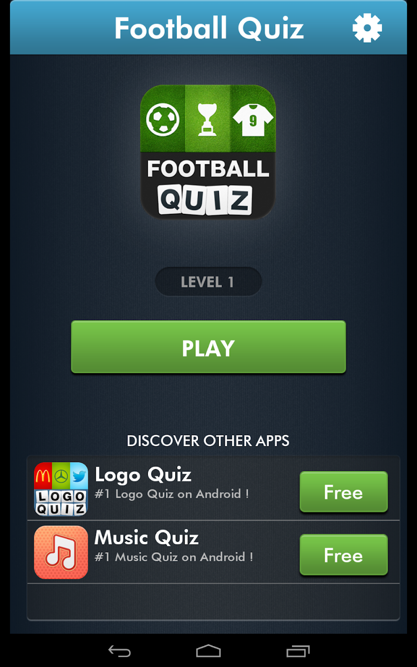 Football Quiz Screen 1