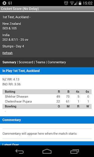 Cricket Score No Delay