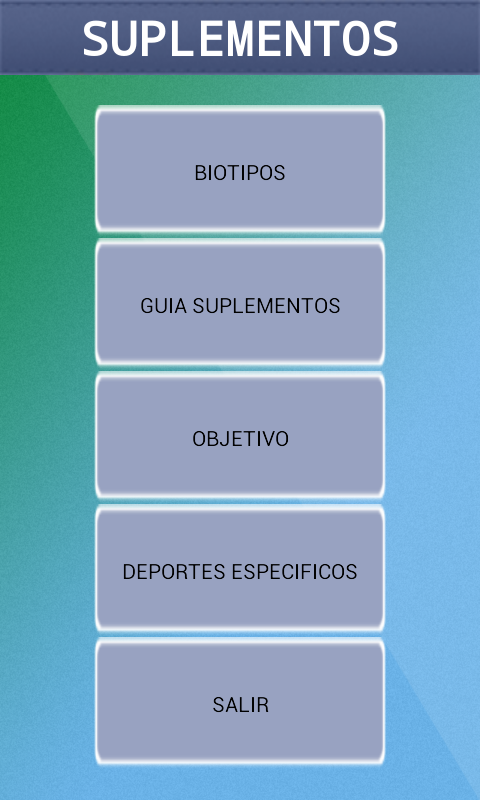 Android application sports supplements screenshort
