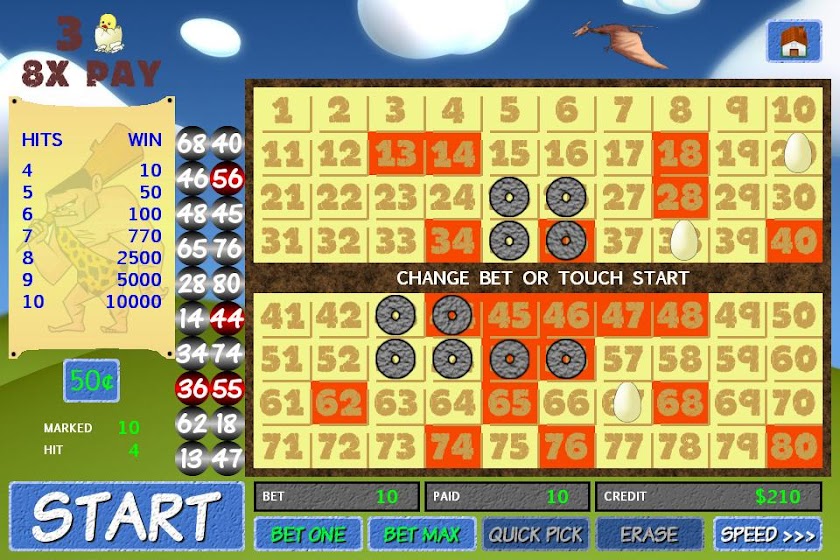 Caveman Keno Screen 2