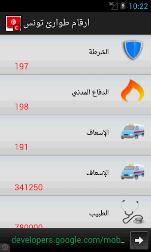 ارقام طوارئ تونس
