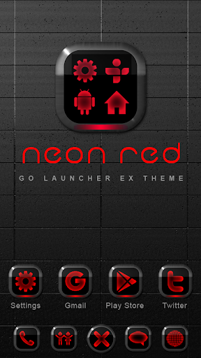 Neon Red GO Launcher Theme