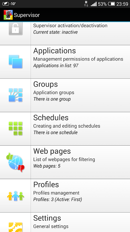 Android application Supervisor screenshort