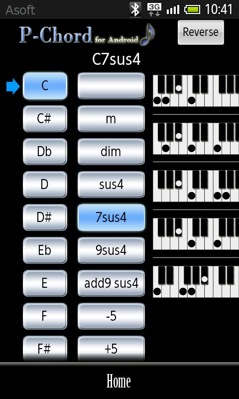 Android application PChord  (Piano Chord Finder) screenshort