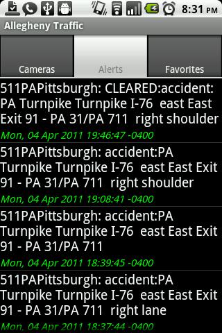 Allegheny Traffic Cameras Pro Screen 2