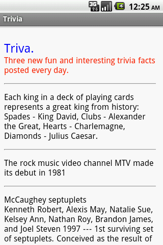 Daily Trivia Facts