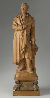 Beeld van Willem Bilderdijk, dichter en geschiedschrijver met sokkel