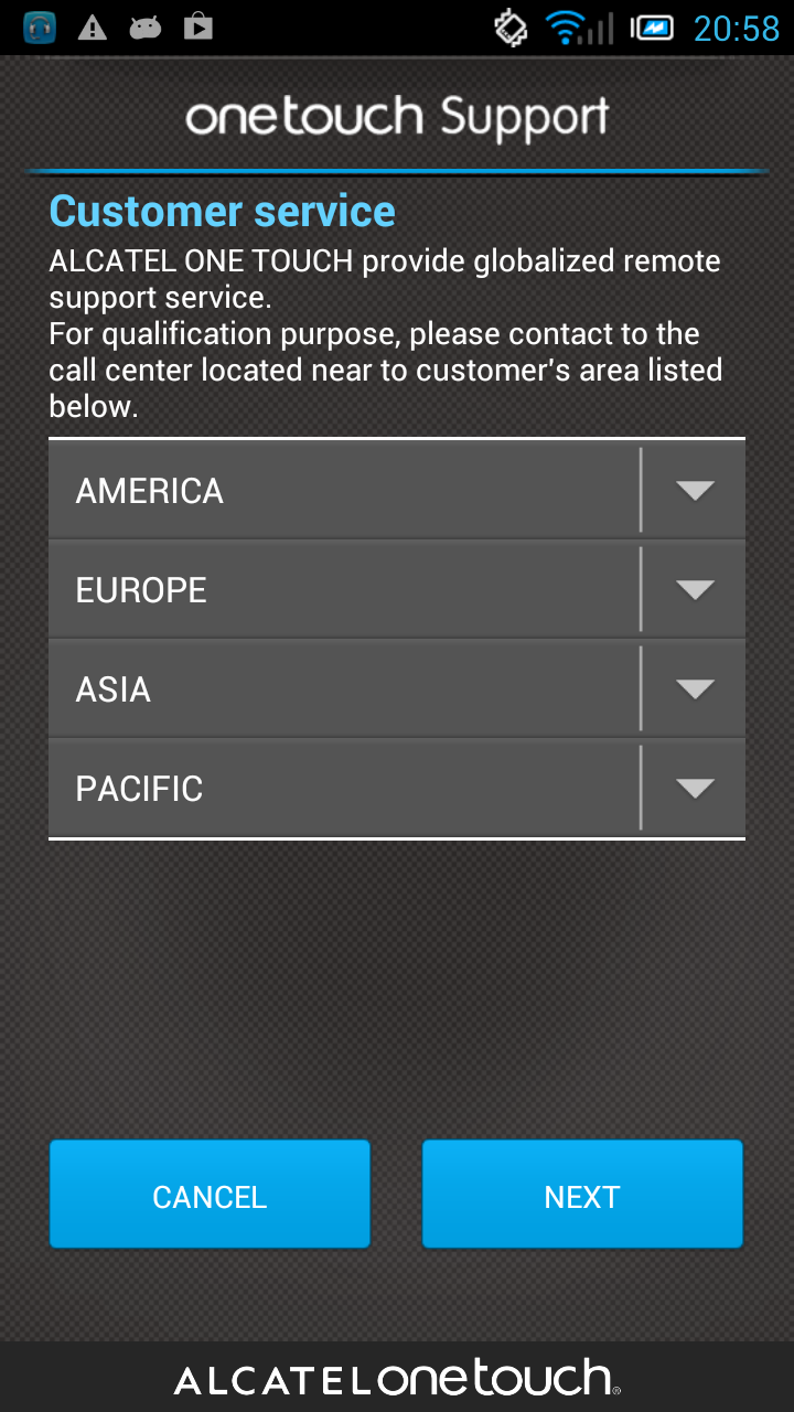 ONE TOUCH Support Screen 1