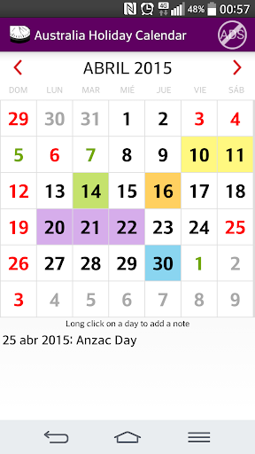 2015 Aussie Holiday Calendar