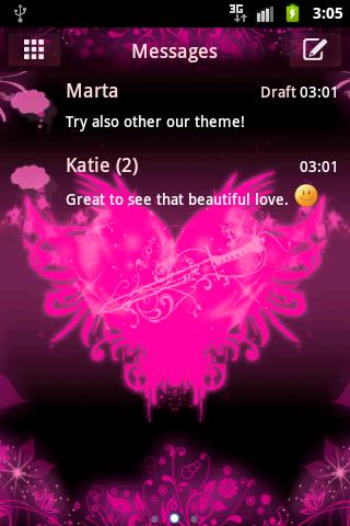 GO SMS Pro Theme Pink Heart