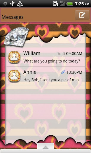 GO SMS THEME BJeweledHearts3