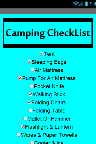 Camping Checklist FREE