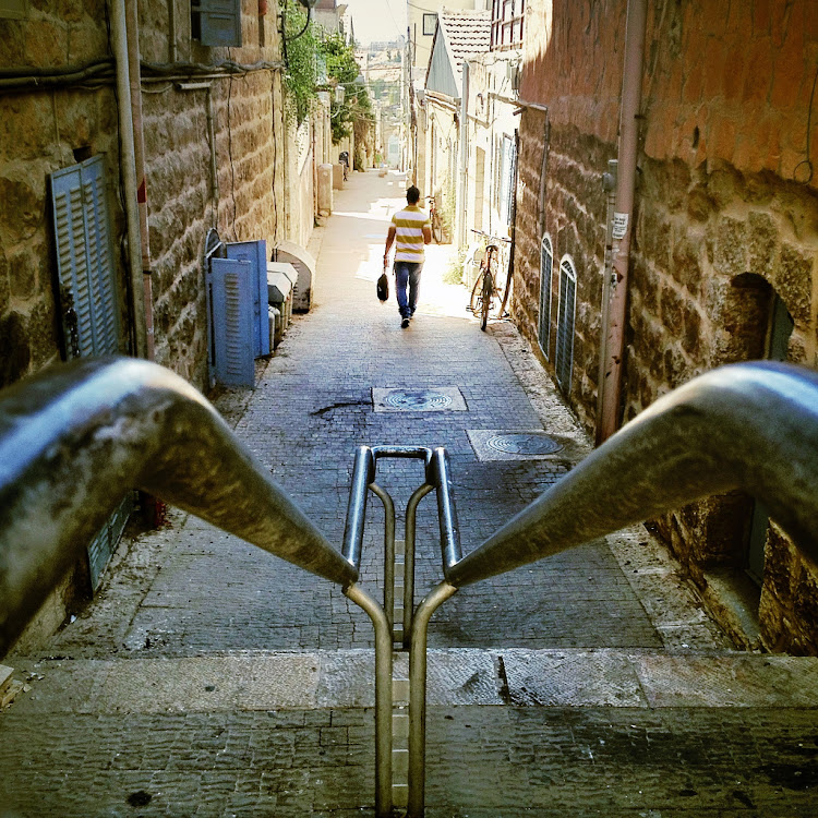 A steep walkway in Jerusalem.