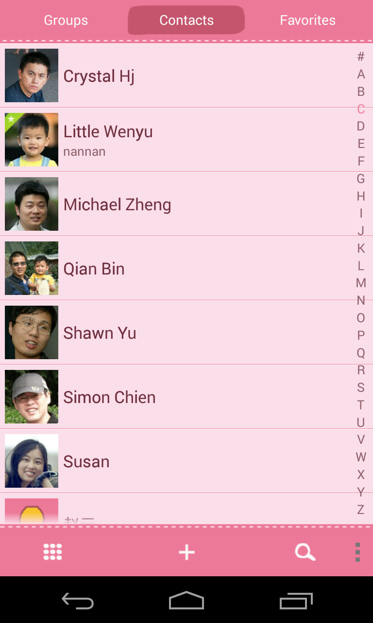 exDialer Pink Theme Screen 2
