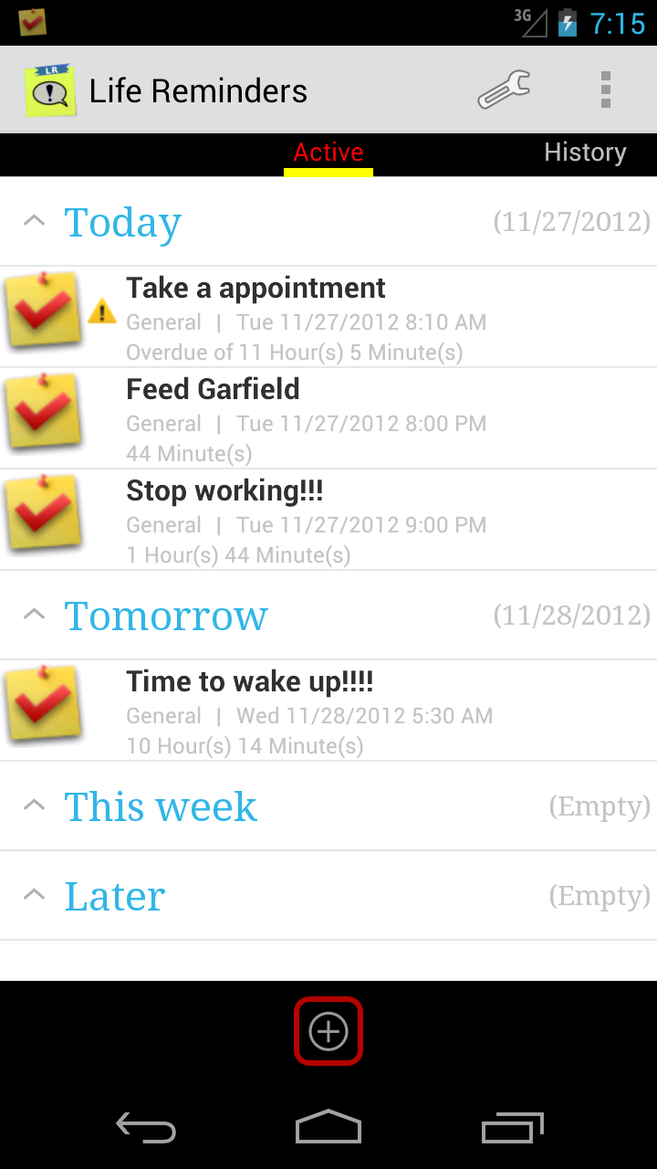 Life Reminders (Donate) Screen 2