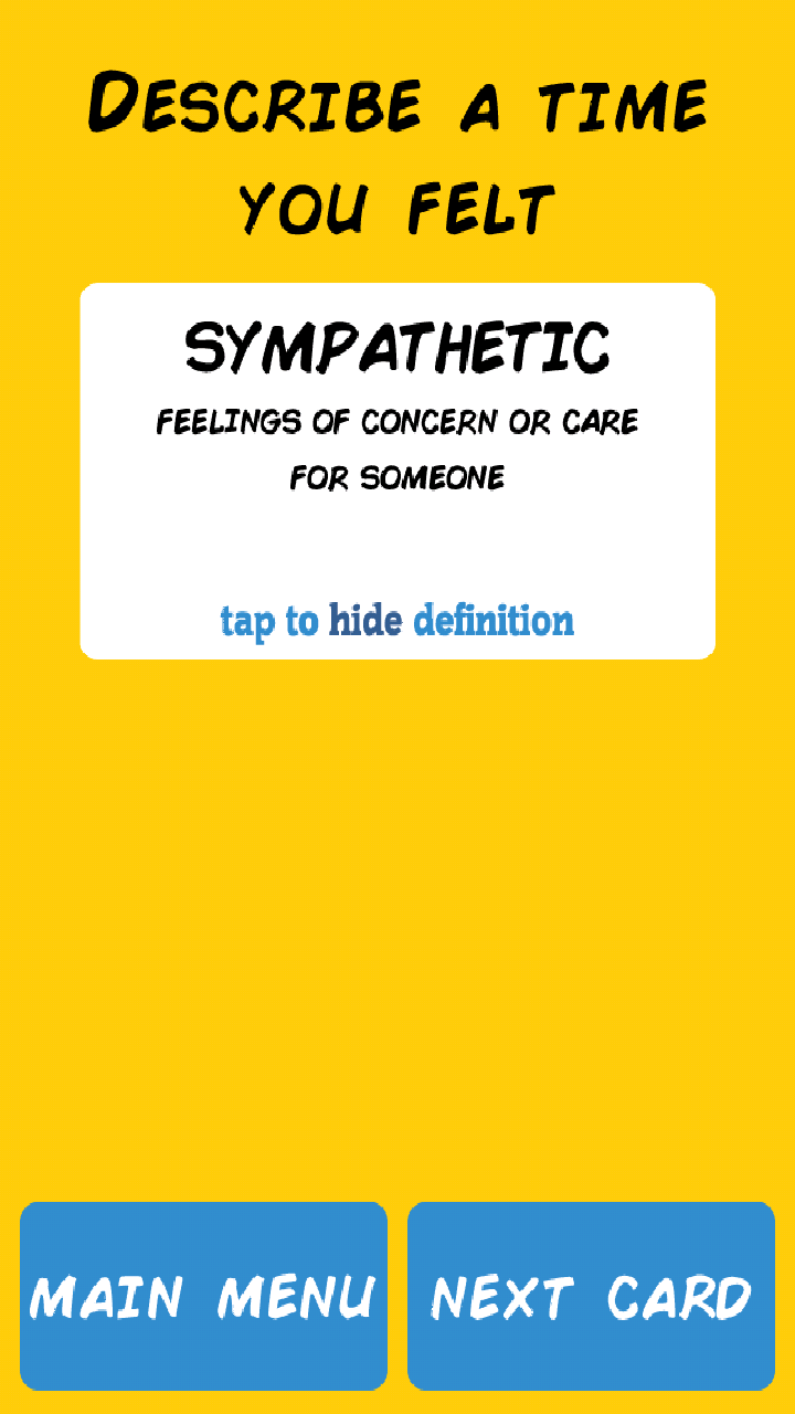 The CHP Emotion Card Game Screen 3