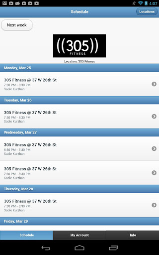 305 Fitness Schedule