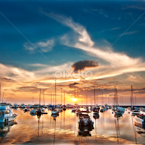 Yacht Club by Noel Angeles - Landscapes Sunsets & Sunrises