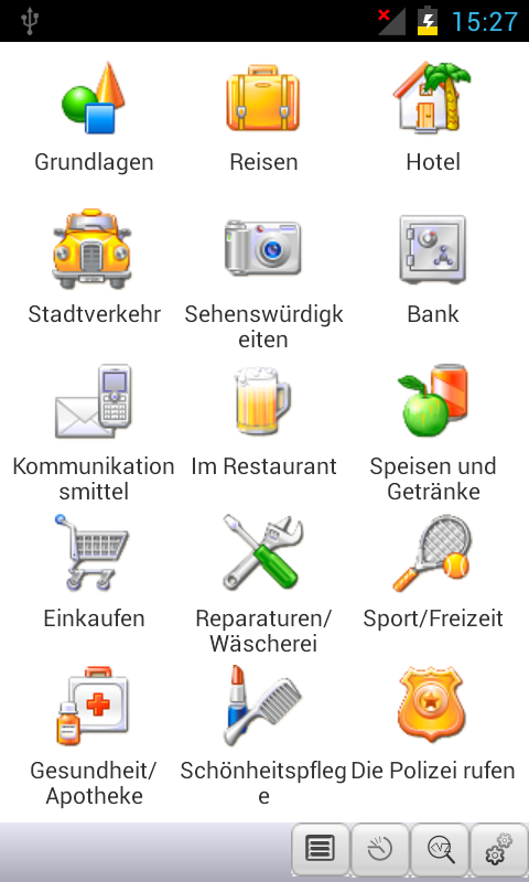Android application German&lt;-&gt;Russian Phrasebook screenshort